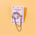 Silberne Anzugbrosche mit Strass-Blumendesign und doppelten Quastenketten - Blumenstrauß-Quastendesign (32) / Silber