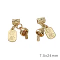 DIY 14k gold plated copper lucky charm pendant for jewelry making size 7.5x24mm - Bell Lucky Tag Style (#03 7.5x24mm) / 1 Piece