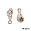 Decorative acrylic imitation shell pendant for DIY earring making, gold finish, size 11x24mm - Style 3 (BSD804) / 2 Pcs/Set