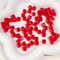 Perles cubes en acrylique rouge transparent de 8mm pour bijoux DIY et chaînes de téléphone - 8mm (Ouverture ~1,7mm) 10 Pcs/Paquet / Rouge Vif