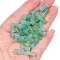 Bamboo shaped jade-like glass beads with marbled green and blue texture for DIY jewelry - 20Pcs/Pack / Teal