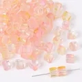 7mm pink and yellow gradient glass sugar cube beads for DIY jewelry making - 750 Pcs / Yellow Pink