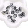 Black grey gradient glass lotus flower beads with double holes for DIY jewelry making - 5 Pieces/Pack (21x16mm) / Black Gold Glitter