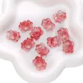 Elegant pink gradient glass lotus beads with double holes for DIY jewelry making crafts - 5 Pieces/Pack (21x16mm) / Gold & Pink