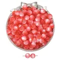 Pink round faux cat-eye resin beads with straight holes for DIY handmade jewelry crafts - 12mm 10 Pieces/Pack / Hot Pink