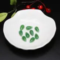 Colgantes de vidrio verde en forma de gota de agua con patrones de plata para joyas DIY - 5 Piezas/Paquete (14x8mm) / Jade Verde Oscuro