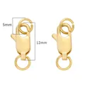 Chiusura a moschettone placcata oro 18K per gioielli DIY, 12mm lungo e 5mm largo - Chiusura (6x12mm) / 1 Pezzo/Confezione (Con 3 Anellini) / rivestimento in oro 14k