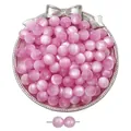 Pink resin cat eye effect round loose beads for DIY jewelry making with straight hole - Purple