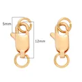 Chiusura a moschettone premium in rame placcato oro 14K per gioielli fai-da-te 12mm - Chiusura (6x12mm) / 1 Pezzo/Confezione (Con 3 Anellini) / Placcatura in oro 18K