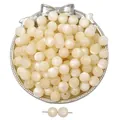 Premium creamy white resin imitation cat-eye round beads for DIY jewelry making crafts - Beige
