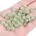 Light green 8x7mm glass imitation jade apple beads for DIY jewelry making projects - Green