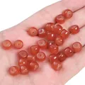 8x7mm orange glass beads with imitation jade texture for DIY jewelry making - Red