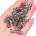 Handcrafted glass bamboo joint beads with gold foil and marbled gray jade finish - 20 Pieces/Pack (6x12mm) / Dark Gray
