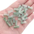 Faux jade glass bamboo-shaped beads with green gradient for DIY jewelry making crafts - 20 Pieces/Pack (6x12mm) / Dark Cyan