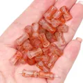 Marbled glass bamboo joint beads in orange and red hues for DIY jewelry making crafts - 20 Pieces/Pack (6x12mm) / Orange Red