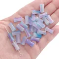 Frosted blue and purple gradient glass bamboo-joint beads for handmade DIY jewelry. - 20 Pieces/Pack (6x12mm) / Blue Purple