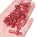 Red marble effect bamboo-joint glass beads for DIY ancient style jewelry making projects - 20 Pieces/Pack (6x12mm) / Hot Pink