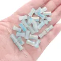 Blue and white faux jade bamboo-shaped glass beads with gold shimmer for DIY jewelry - 20 Pieces/Pack (6x12mm) / Clear Blue