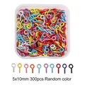 300pcs colorful 5x10mm metal eye pins screw eyes for DIY jewelry making in a storage box - #02 Eye Pins / 300 Pieces/Pack (5x10mm) / Random Mixed Colors