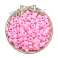 Set of pink acrylic pony beads with large holes for DIY bracelet and necklace jewelry - Approx. 100 Pieces/Pack (9x6mm) / Solid Pink