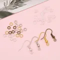 Complete DIY sieraden oorbellen set met metalen haken, buigringen en oorstoppers - 100 Haken + 100 Ringen + 100 Dopjes Set / Goud/Zilver/Wit K/Antiek Brons Mix