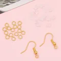 Complete DIY-sieradenset met gouden oorhaakjes, buigringen en siliconen achterkantjes - 100 Haken + 100 Ringen + 100 Dopjes Set / Goud