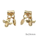 Handmade 9x24mm 14k gold-filled bee and leaf charms for DIY jewelry making - Bee Leaf Style (#04 9x24mm) / 1 Piece