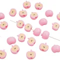 Mignonnes perles en acrylique rose en forme de pomme pour bijoux DIY et artisanat - Forme de Trognon de Pomme / 13x18mm (Trou Env 2mm) / Rose