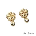14k vergoldeter Blumenanhänger mit Herz, Größe 8x13mm - Blume Herz Stil (#06 8x13mm) / 1 Stück