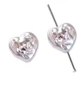 Perles acryliques en forme de cœur, aspect mabe, avec strass clairs et roses - Diamant Rose Translucide En Forme De Cœur 14 X 13 Mm Ouverture D'environ 1 Mm. / 1 Pièce par Paquet