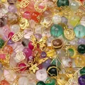 Assorted colorful glass beads and gold alloy charms for handmade DIY jewelry making - Multi-color / 50g/Pack / Gold