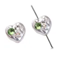 Perles cœur en acrylique imitation Mabe avec strass verts et clairs pour bijoux DIY. - Diamant Rond Vert En Forme De Cœur 14 X 13 Mm Diamètre Du Trou Environ 1 Mm / 1 Pièce par Paquet
