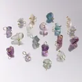 Mini breloques assorties en pierre naturelle avec boucles dorées pour bijoux DIY - 5-10mm (5 Pièces) / Fluorite