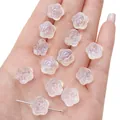 Cuentas de rosa de vidrio translúcido de 12 mm para la creación de joyas DIY artesanas - 10 Piezas/Paquete / Blanco AB