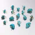 Pendentifs en turquoise naturelle irrégulière avec boucles dorées pour bijoux DIY - 5-10mm (5 Pièces) / Turquoise