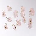 Mini pendentifs en quartz rose naturel avec boucles dorées pour la création de bijoux - 5-10mm (5 Pièces) / Quartz rose