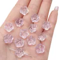 Cuentas de vidrio transparente de 12 mm en forma de rosa para hacer joyas artesanales - Violeta Claro