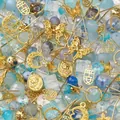 Blue mixed glass beads and gold alloy butterfly rose charms for DIY jewelry making - Deep Sea Blue / 30g/Pack / Gold