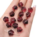 Cuentas de rosa de vidrio rojo oscuro de 12mm para hacer pulseras y joyas artesanales - Rojo y Negro