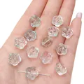 Cuentas de vidrio transparente de 12 mm con forma de rosa para joyería artesanal - Azul claro