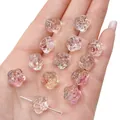 Cuentas de vidrio de rosa de 12mm rosa degradado para creación de joyería DIY artesanal - Rosa y Verde