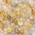 Mixed decorative glass beads and golden alloy charms set for DIY jewelry making crafts - Ash Gray Cloud / 30g/Pack / Gold