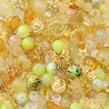 Assorted yellow glass beads and golden alloy charms for handmade DIY jewelry making - Golden Land / 30g/Pack / Gold