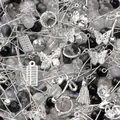 Mixed DIY jewelry making accessories set with glass beads and silver alloy charms - Ink Painting Style / 30g/Pack / Silver