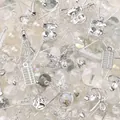 Silver alloy charms set and mixed glass beads for DIY bracelet and necklace making. - Ash Gray Cloud / 30g/Pack / Silver