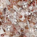 Mixed glass beads and silver alloy charms for DIY jewelry making such as bracelets - Caramel Cocoa / 30g/Pack / Silver