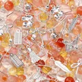 Mixed set of orange glass beads and silver alloy charms for DIY handmade jewelry crafting - Orange Theme / 30g/Pack / Silver