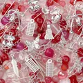 Assorted mix of pink glass beads and silver alloy charms for DIY jewelry making - Colorful Bright Mix / 30g/Pack / Silver