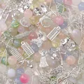 Assorted colorful glass beads and silver alloy charms for DIY jewelry making crafts. - Light Green Breeze Theme / 30g/Pack / Silver