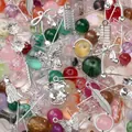 Mixed colorful glass beads and silver alloy charms set for DIY handmade jewelry making - Multi-color / 30g/Pack / Silver